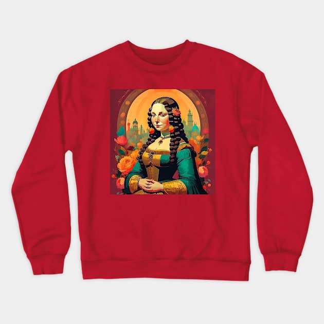 Colored Floral Monalisa Crewneck Sweatshirt by Sauher